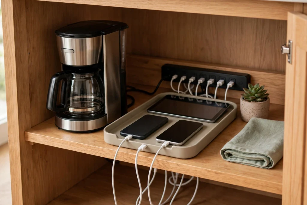 Appliance Garage Doubling As Device Charging Station