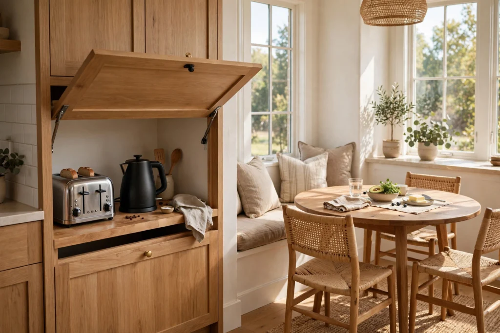 Appliance Garage Positioned Near Breakfast Seating Area
